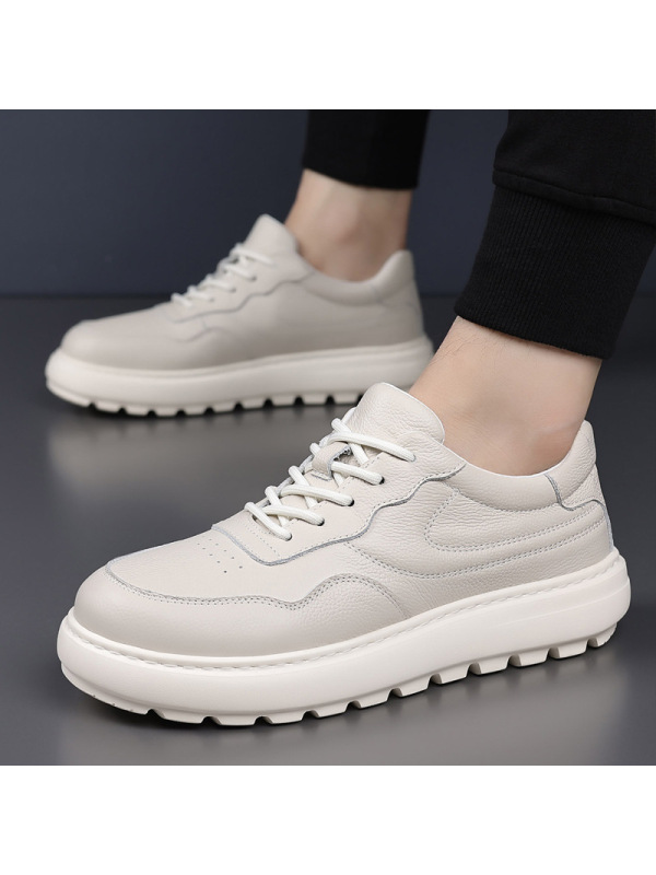 头层牛皮秋冬季新款男士休闲鞋真皮透气皮鞋男款厚底男鞋鞋子