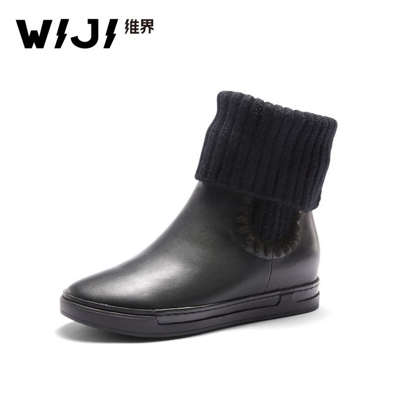 WIJI冬季雪地靴女2018新款时尚潮流休闲青春纯色气质个性保暖女靴图片