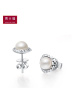 schl-周大福珠宝唯美心形925银珍珠耳钉
