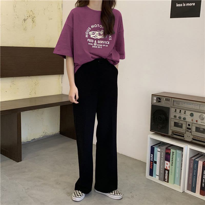 夏季韩版宽松短袖T恤女韩版新款bf风大码上衣情侣打底衫图片