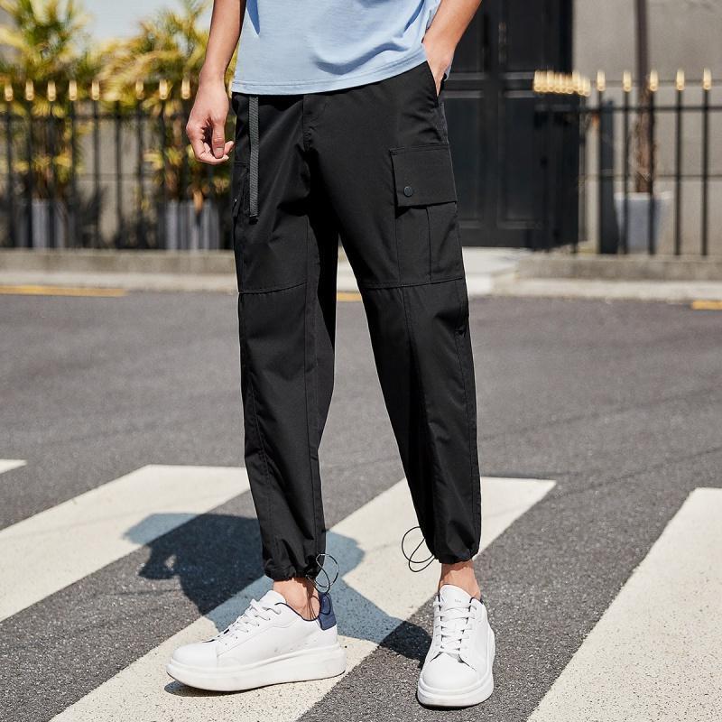 马克华菲2020轻薄束脚工装裤子男腰带抽绳九分休闲长裤潮牌