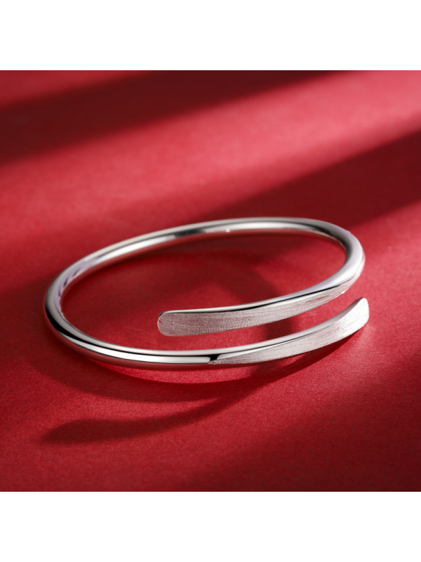 佰色传情brirs999银手镯纯银女森系银镯子银饰品足银年轻款银手环2019