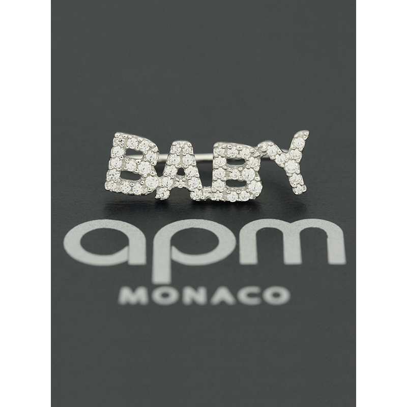 【apm MONACO】字母BABY耳环单只耳扣新款气质925银耳饰耳坠时尚穿孔耳挂镶晶钻女士饰品
