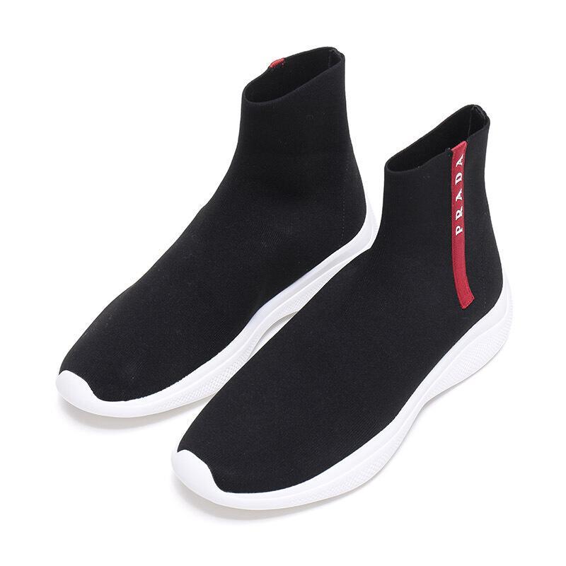 prada普拉达男士织物高帮鞋运动鞋4t33512oa8