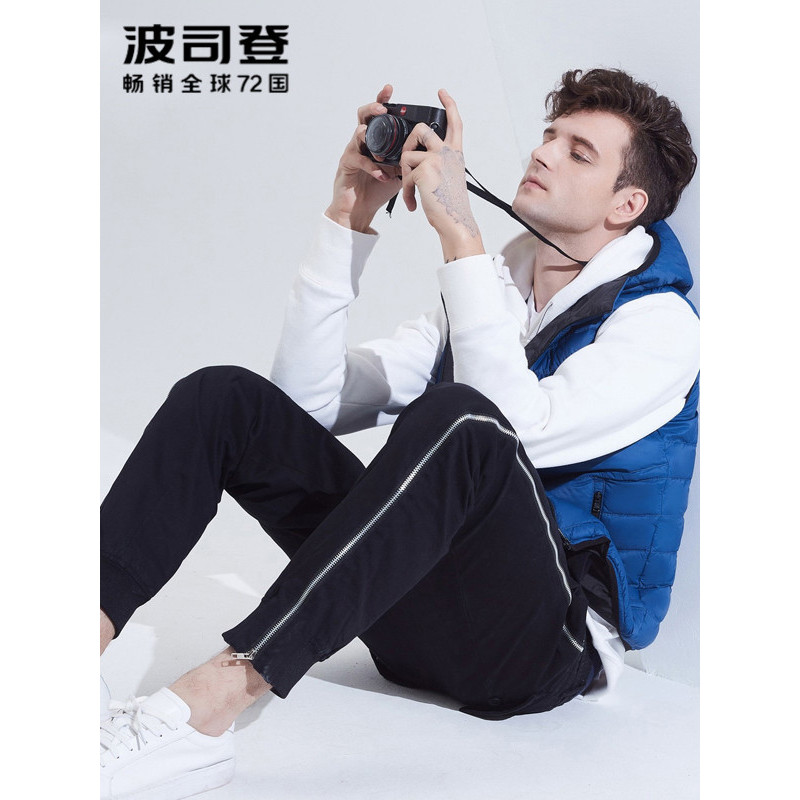 波司登BOSIDENG连帽羽绒服秋季马甲青年男士运动休闲上衣短款潮外套B80131003