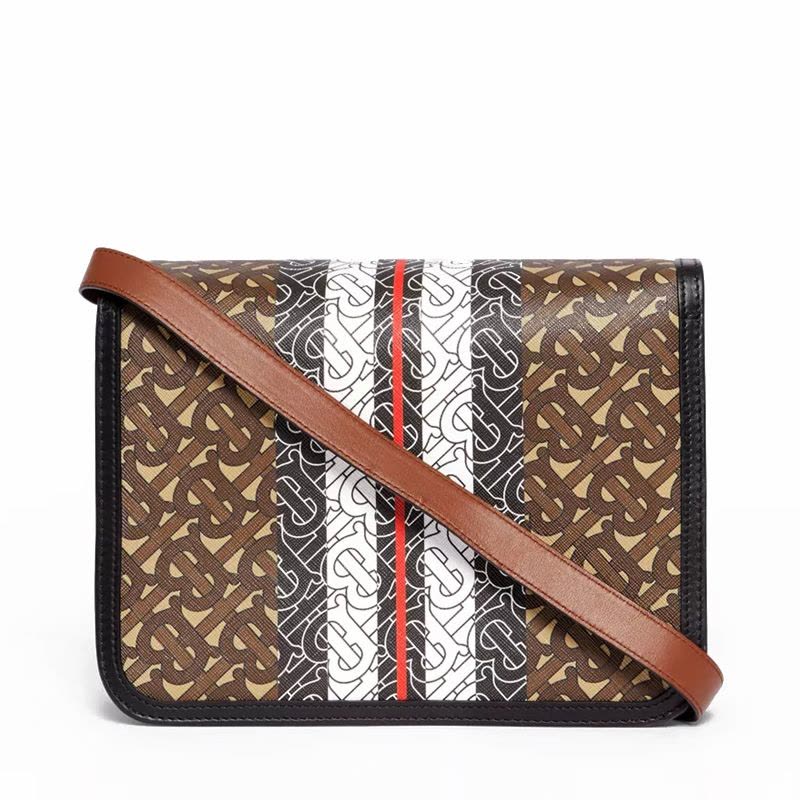 预售 博柏利 BURBERRY TB 口盖包中号 TB标识TB LOGO织物 女士手提包8019337金扣图片
