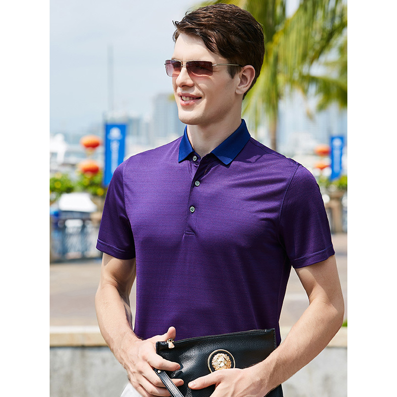 苏宁支付券乔沃纯色拼接翻领桑蚕丝冰丝短袖t恤男士polo主要参数品牌