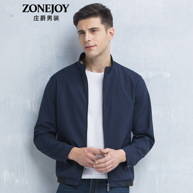 庄爵男装秋季新款立领休闲男士上衣外套时尚休闲夹克男