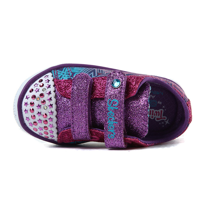 Skechers斯凯奇女婴童休闲鞋新款彩色闪灯低帮魔术贴运动鞋10728N