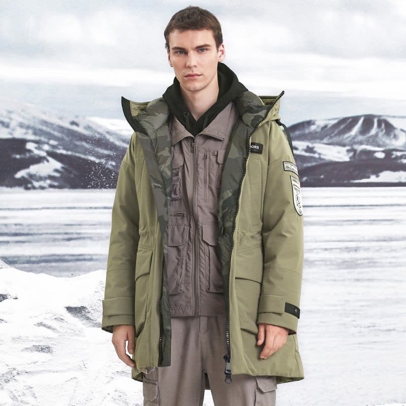 波司登outlets奥莱新款鹅绒时尚拼接男中长款冬装羽绒服B90142849图片