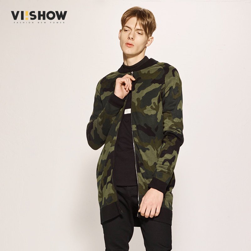 viishow潮牌秋装迷彩针织衫男外套男士开衫毛衣_1