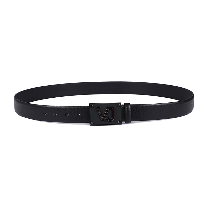 VERSACE JEANS 范思哲 奢侈品18新款 男士黑色皮革荔枝纹黑色板扣腰带 D8YRBF04 70691