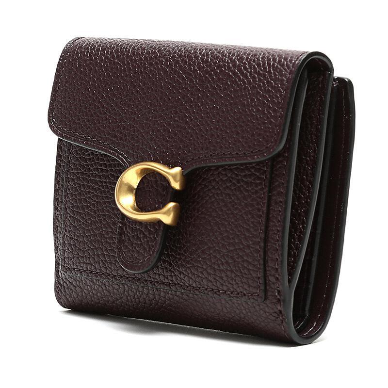 coach蔻驰奢侈品女士tabby系列抛光鹅卵石纹皮革小号短款钱包钱夹