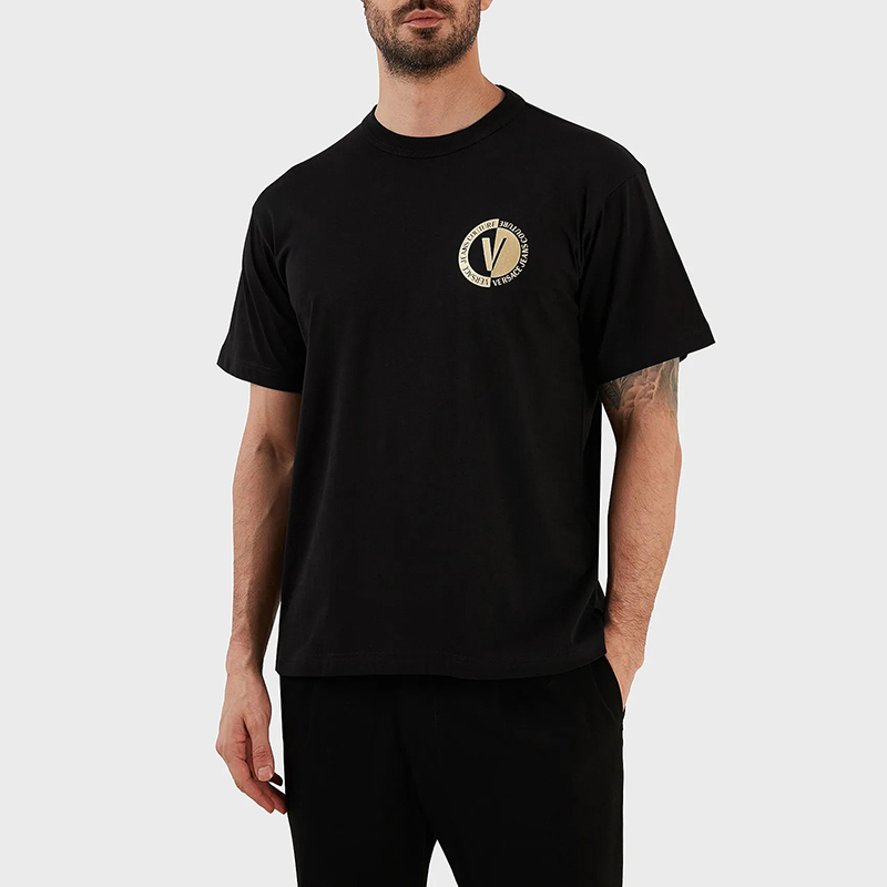 范思哲versacejeanscouture男士棉质宽松版圆领短袖t恤74gaht10cj00t