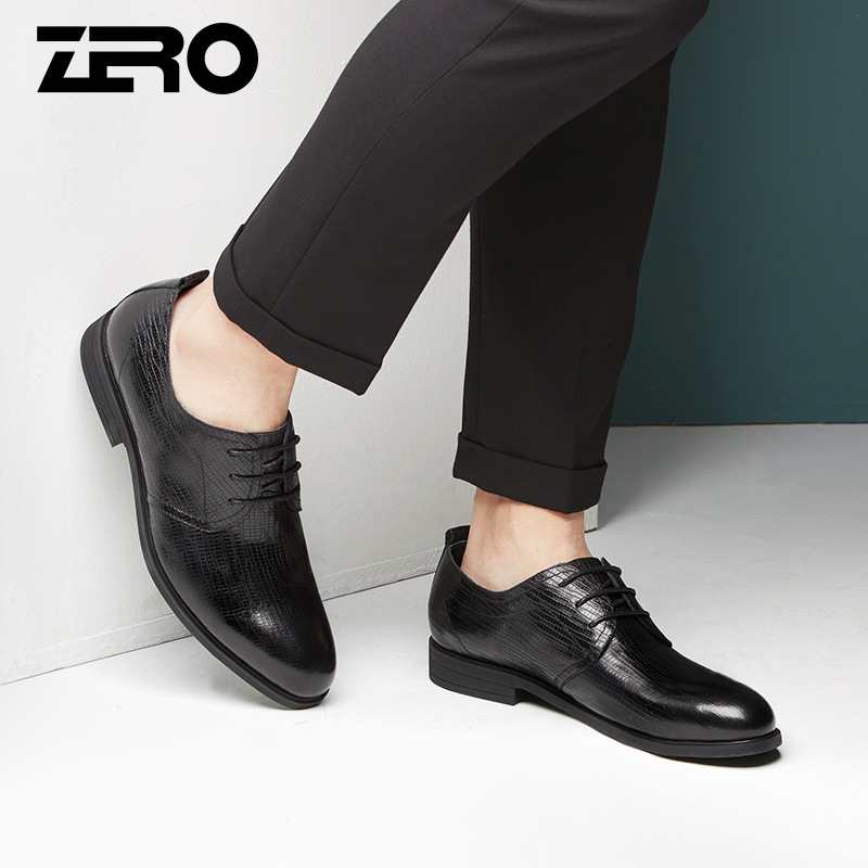 Zero零度皮鞋男2018春季新款英伦商务正装皮鞋真皮系带婚鞋男皮鞋