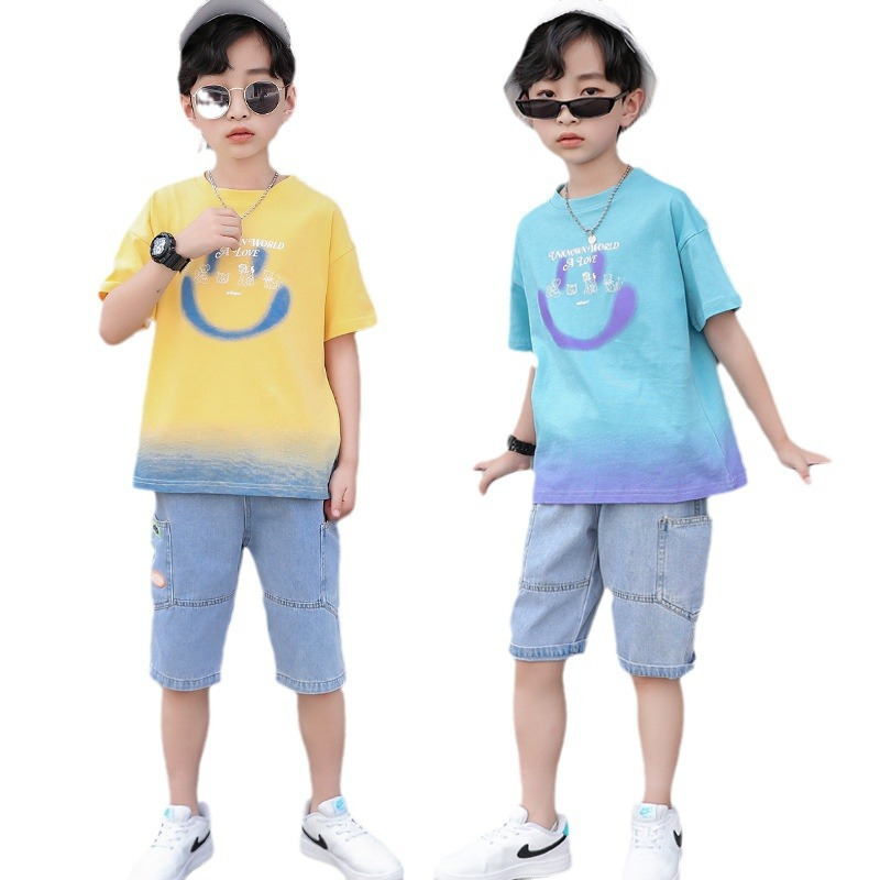 童装男童夏装套装新款儿童韩版休闲卫衣洋气两件套中大童潮衣