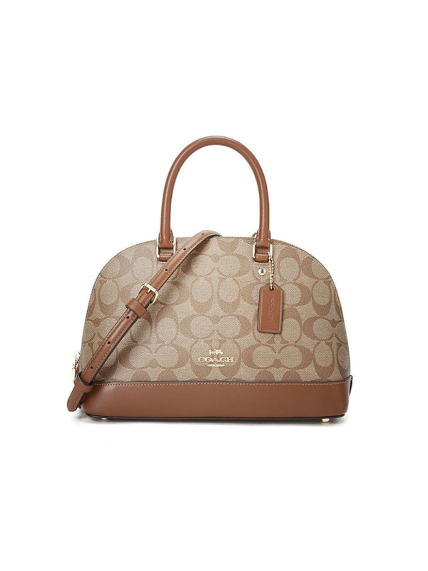 蔻驰 COACH F SIERRA SATCHEL 贝壳包 老花款 拼棕色 女士手提斜挎单肩包F27583 金