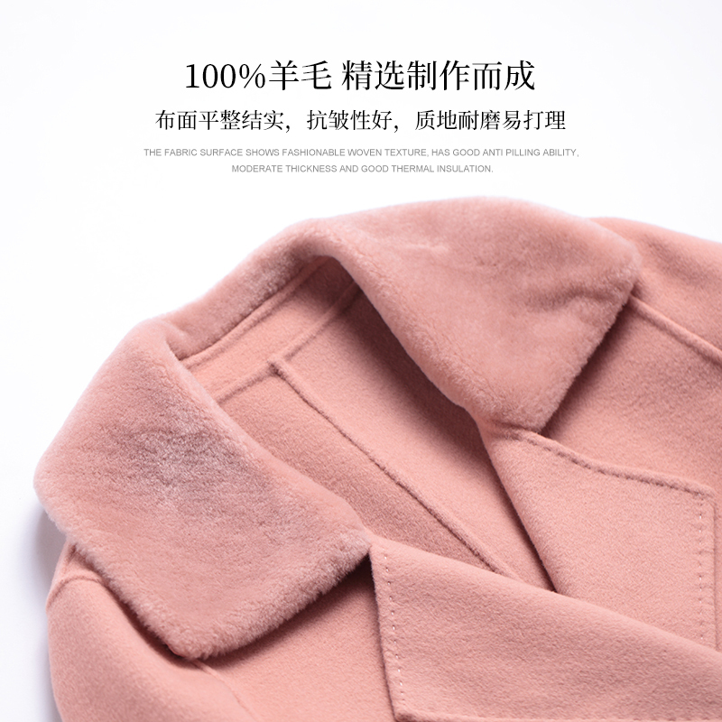 赫本风毛呢大衣羊毛洛诗琳2018秋冬装气质零羊绒毛呢外套女