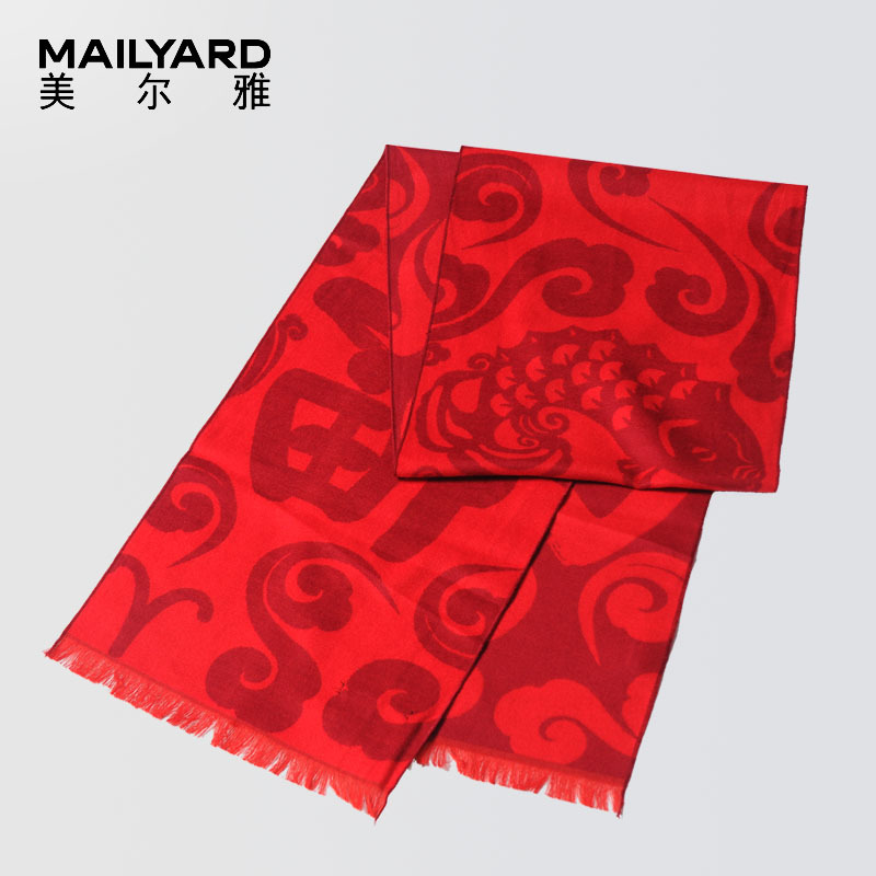 美尔雅(MAILYARD)大红色围巾 男女中国红年会本命年新春披肩 094