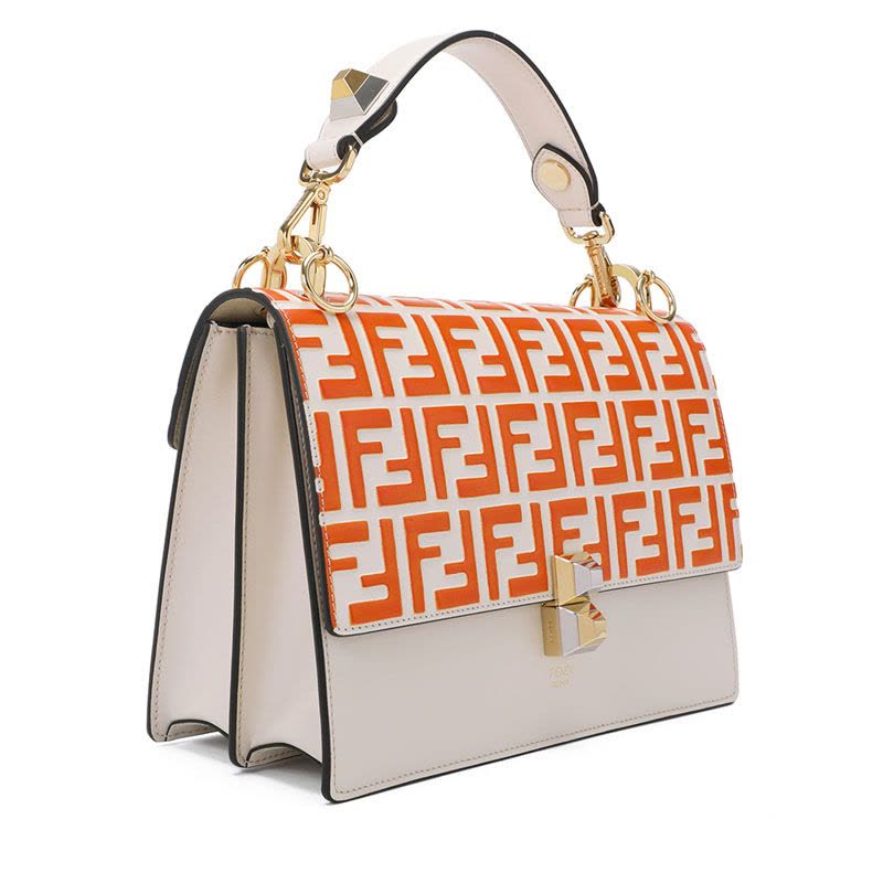 FENDI/芬迪 女包FF压花拼接KAN I手拎单肩包 8BT283 24.5x18x9.5CM图片