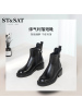 St&Sat/星期六冬新款简约侧拉链圆头方跟短靴女SS03116117