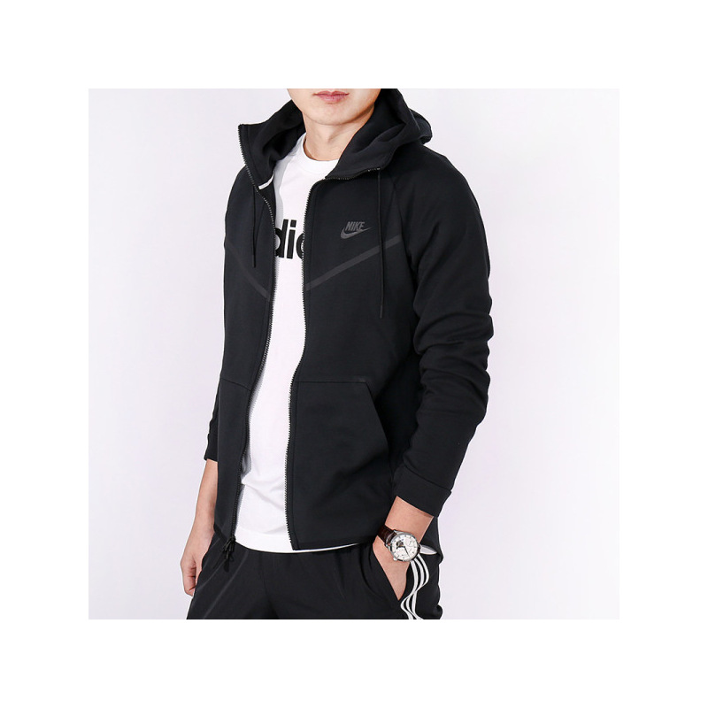 NIKE耐克男装春季连帽舒适休闲卫衣夹克外套耐克黑色805145-010