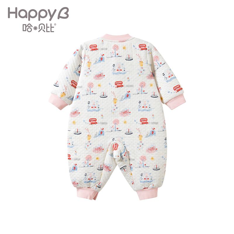 哈贝比（happyB）婴儿连体衣春秋季外出衣服男女宝宝新生儿纯棉长袖爬爬服