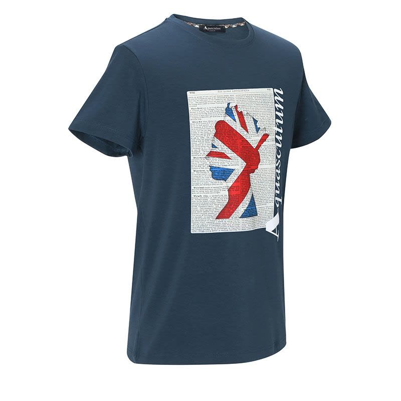 雅格狮丹AQUASCUTUM 男士T恤 图型印花棉质QMT006M0图片