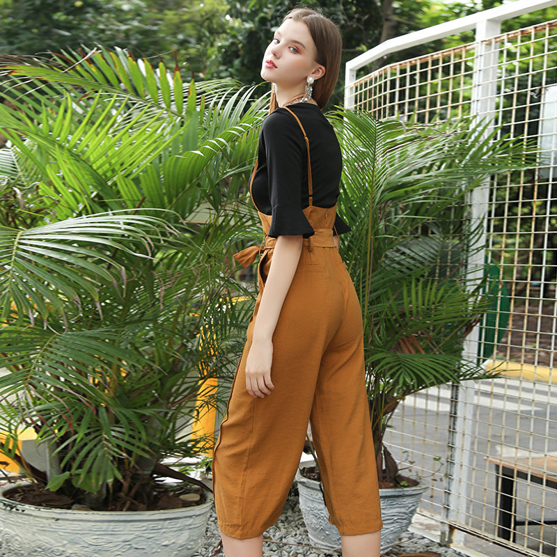 美丽衣橱网红两件套装女2018秋新款俏皮时尚休闲阔腿裤套装潮