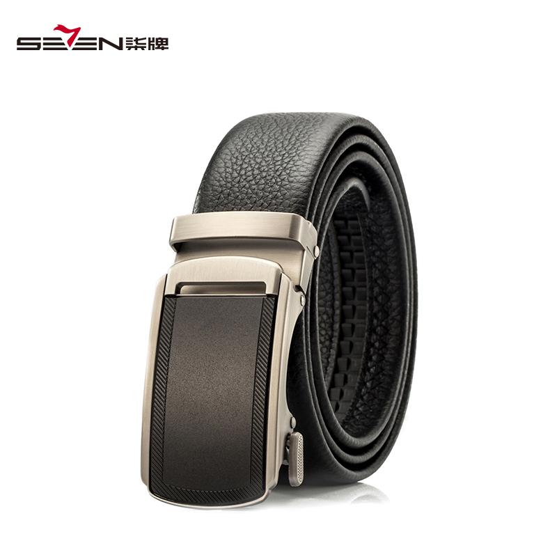 柒牌seven头层牛皮腰带男自动扣头商务皮带