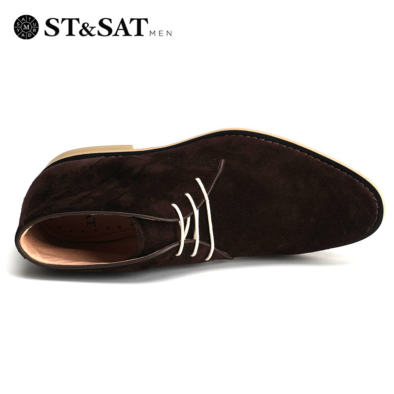 St&Sat/星期六 牛皮时尚高帮系带低跟男鞋短靴SS54128264