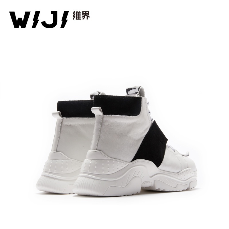 WIJI秋冬季新款老爹底高帮鞋休闲个性时尚舒适拼色ins运动女鞋潮