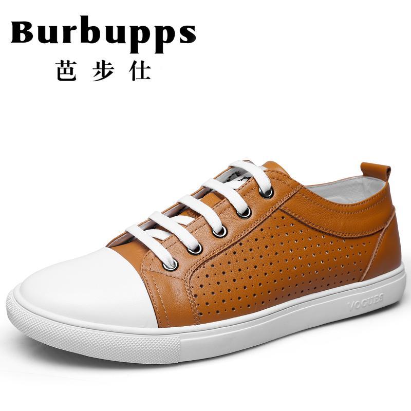 Burbupps/芭步仕2018小白鞋新款夏季韩版透气休闲鞋百搭平底板鞋系带男鞋
