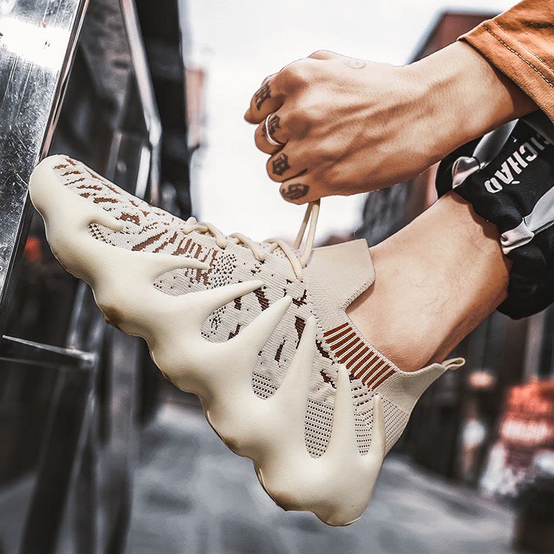 Ceba2022春季飞织透气运动鞋新款火山拼色椰子鞋青少年潮款休闲男鞋图片