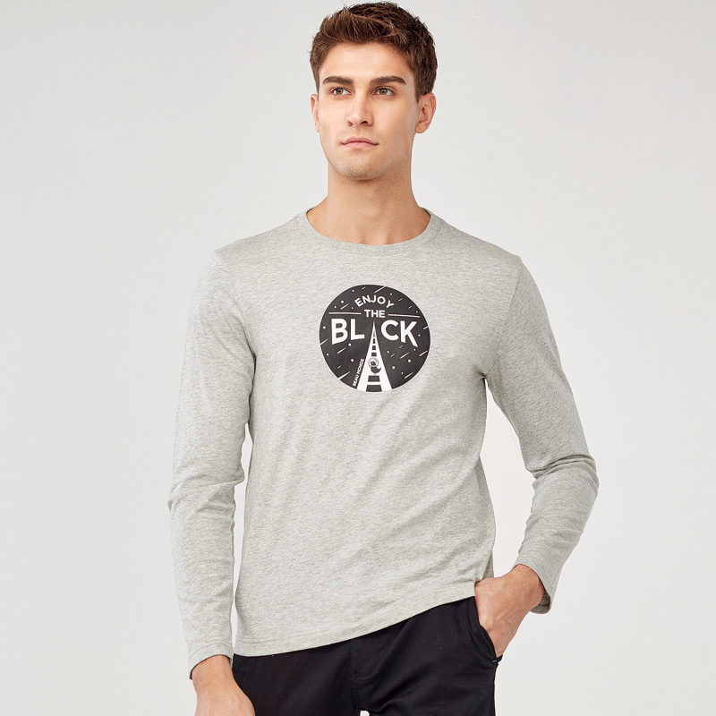 佐丹奴长袖t恤男装秋季新款圆领纯棉t恤男字母印花体恤13098701