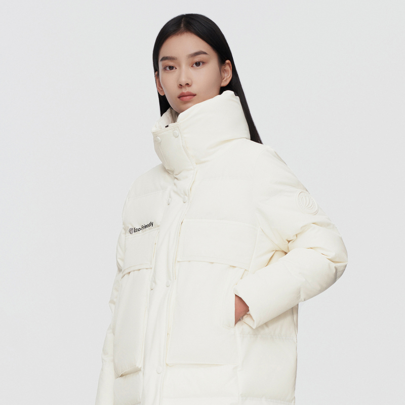 波司登女士中长款连帽大廓型冬外套羽绒服杜邦环保面料B10145486