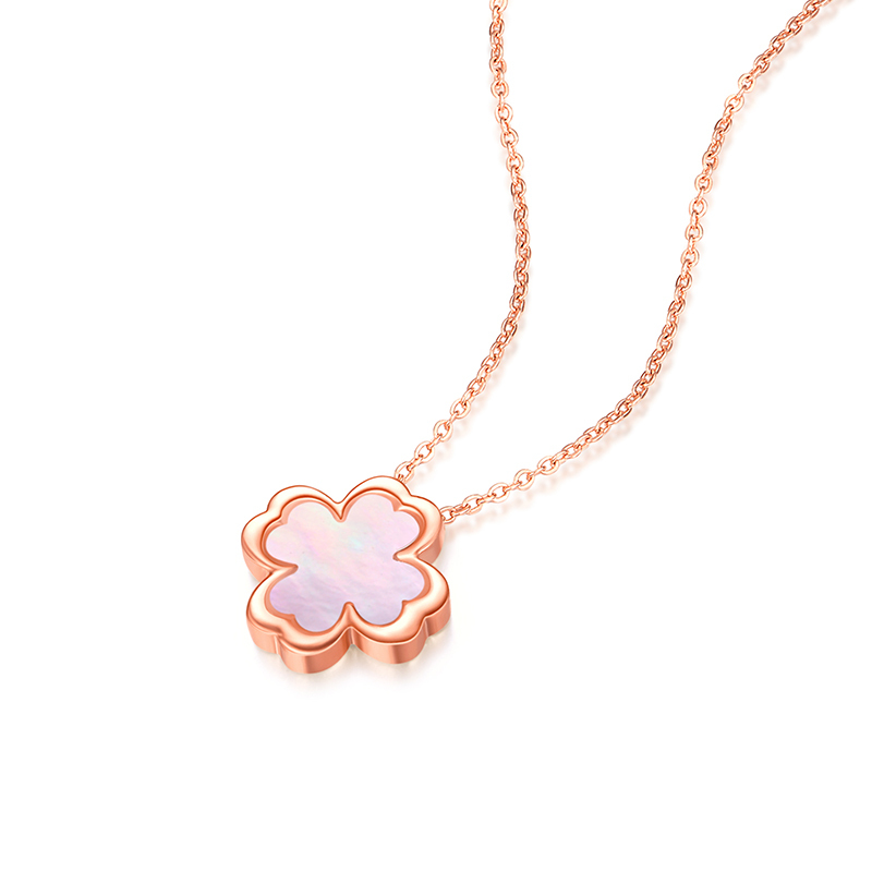 佐卡伊luckylife幸运人生系列四叶草母贝钻石项链