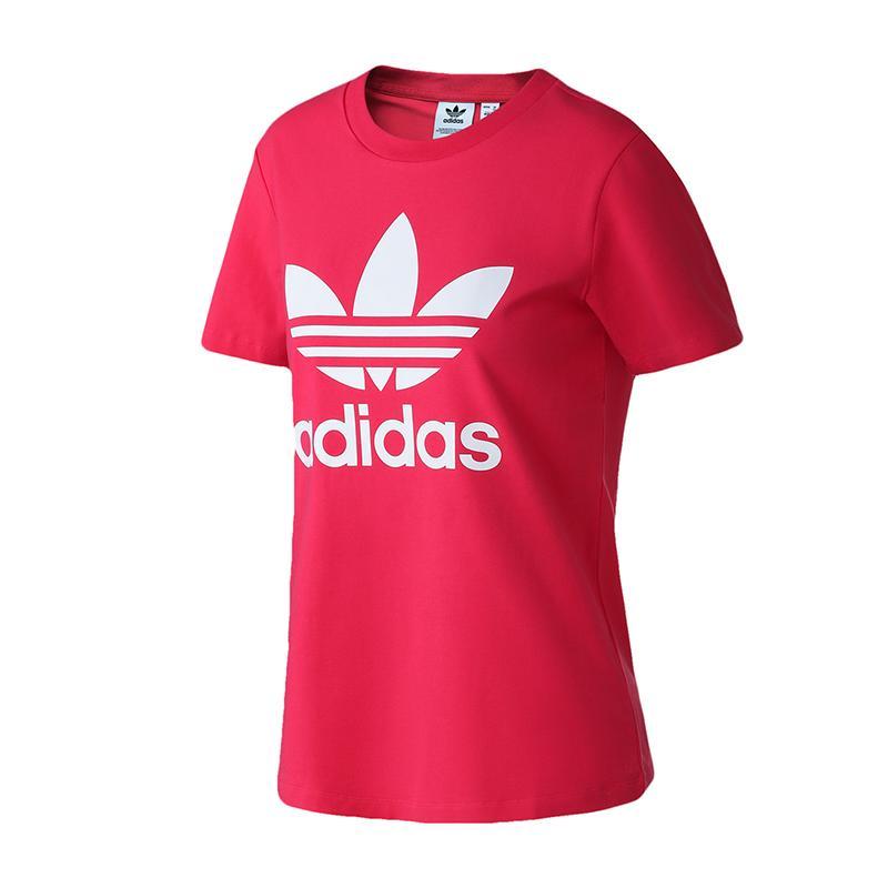阿迪达斯三叶草女服短袖t恤经典大logo运动休闲服gd2312视频
