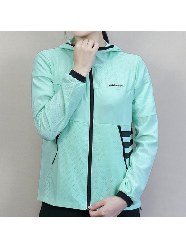 Adidas阿迪达斯NEO女外套梭织防风衣防晒休闲夹克DM4150