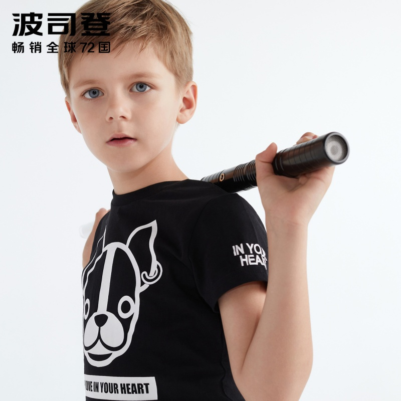 波司登童装套装男童卡通印花短袖T恤短裤潮流时尚套装