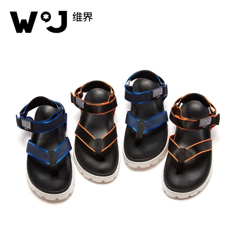 维界华丽撞色新款织带潮流人字夹脚凉鞋图片