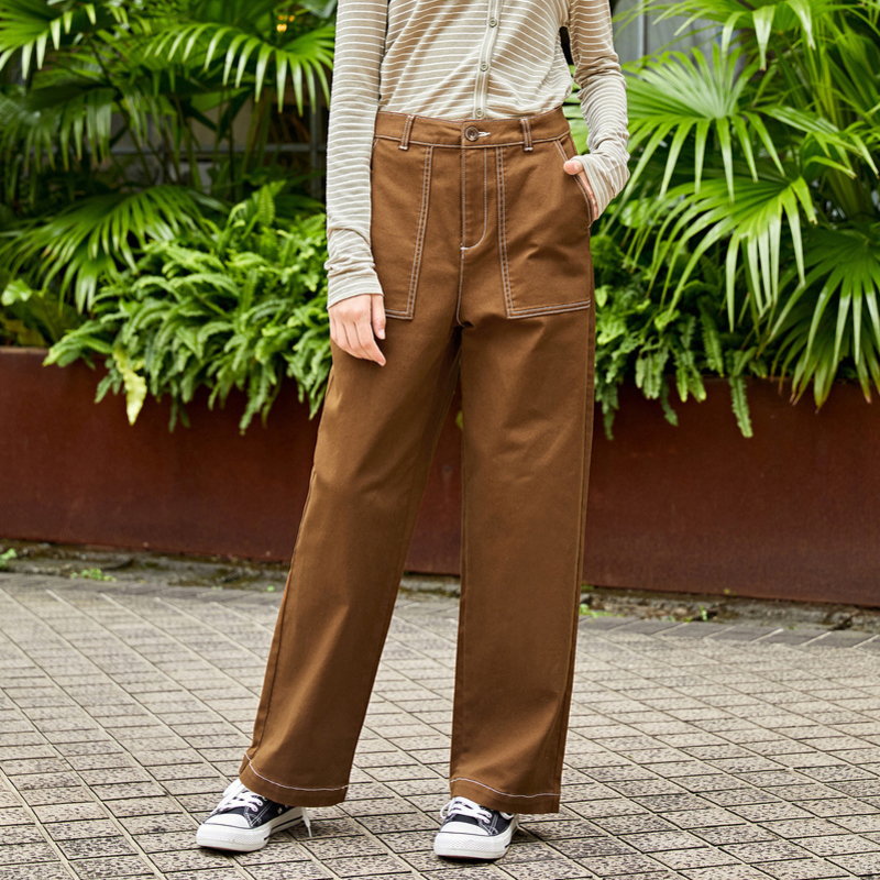 Semir森马休闲长裤女2019秋季新款宽松显瘦阔腿裤复古学生怪味少女学生