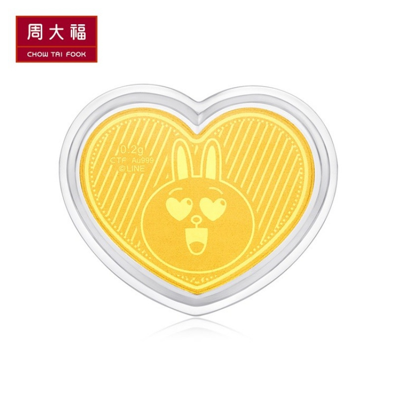 周大福LINE FRIENDS系列可妮兔布朗熊足金黄金金币R21617