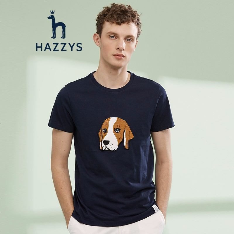 【PHIZ系列】哈吉斯HAZZYS 夏装新款T恤男大狗图案POLO衫