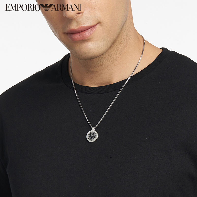 emporioarmani阿玛尼男士项链个性项链男双面旋转项链吊牌项链生日