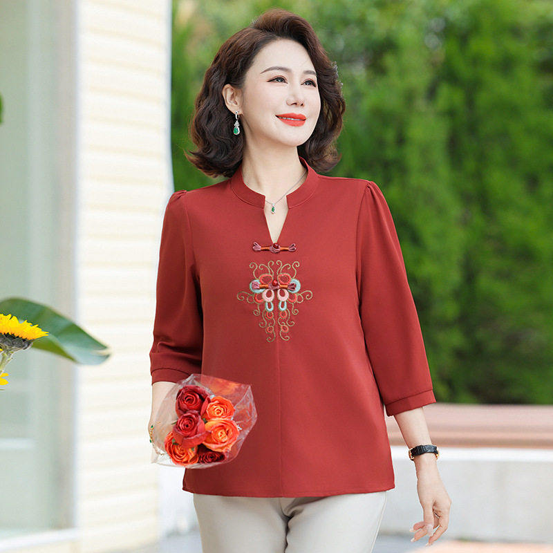 中老年薄款夏装衣服40-60岁中年妈妈装夏季新款上衣时尚气质服装