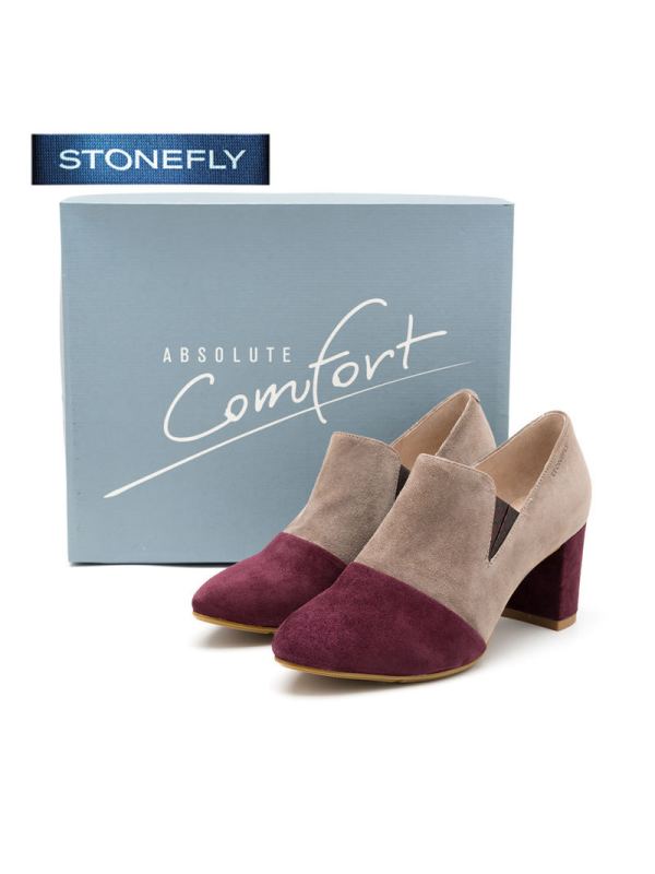 斯通富来STONEFLY绒面羊皮圆头中跟套脚纯色深口女鞋SD63112776