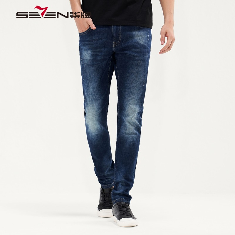 柒牌SEVEN男装直筒休闲青年百搭四季时尚牛仔长裤