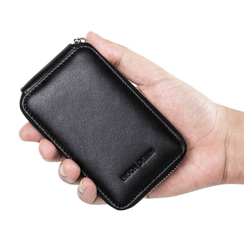 美洲野牛男士钥匙包拉链大容量腰挂真牛皮卡包