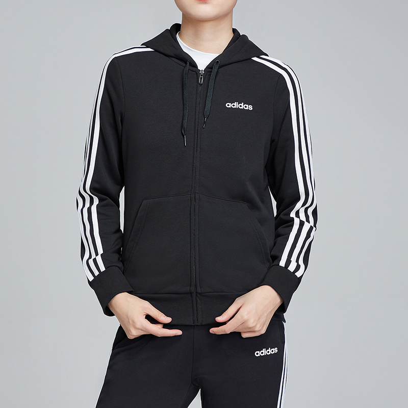 阿迪达斯女服夹克外套连帽针织运动休闲运动服DP2419